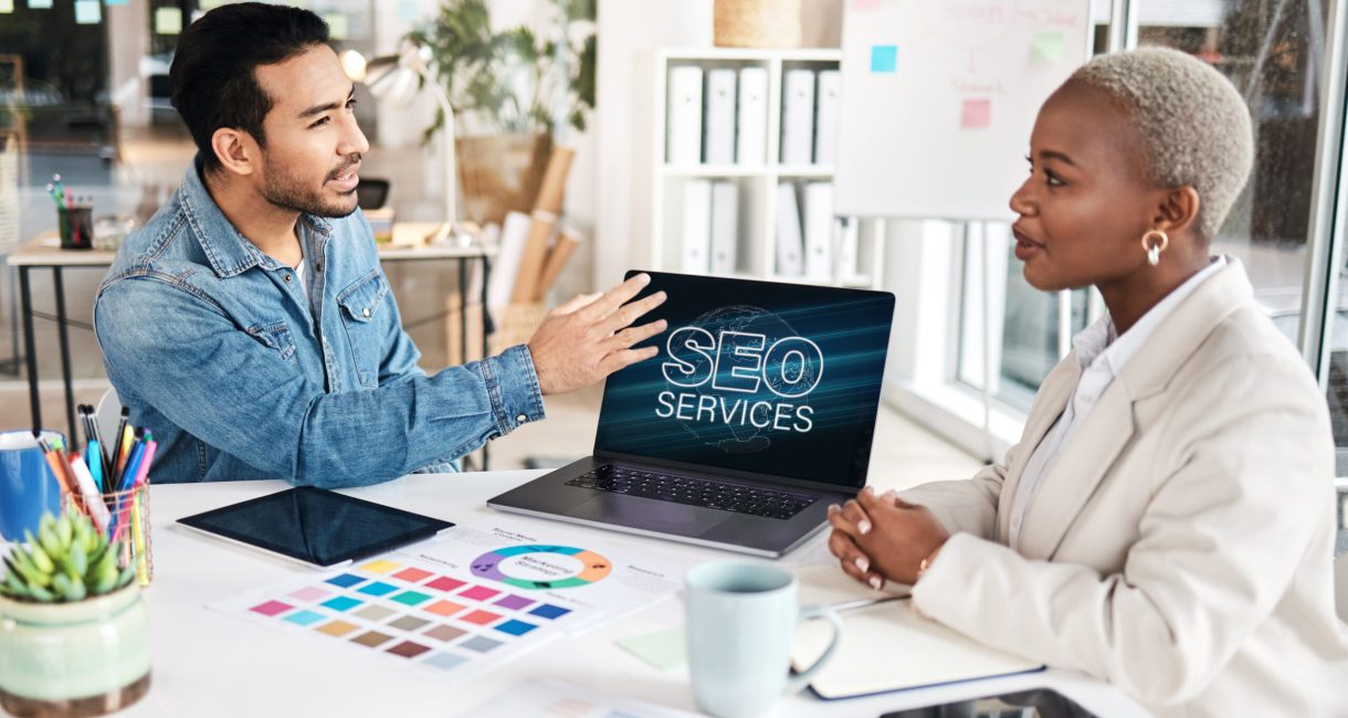 Business presentation, seo training and communication with seminar and analytics of a worker. Works.